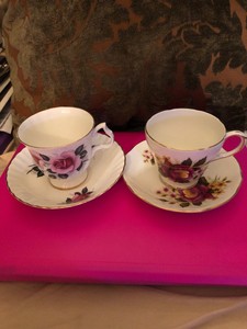 2-Vintage-Tea-Cup-and-Saucer-Sets-Made-In-England-Canada