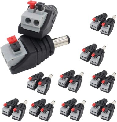 10 Pairs Male & Female DC Power Jack Plug Screwless Quick Wire Connector 5.5x2.1