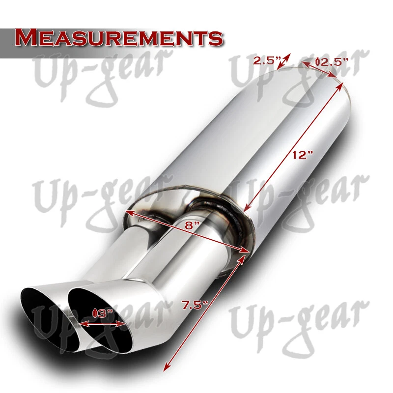 Silenciador de escape universal de acero inoxidable con punta estilo DTM de 3" entrada de 2,5" Foto 2 de 4