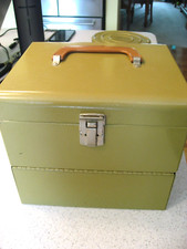 Vtg Large Metal Harvest Gold Case for 8MM Large Tape and Metal Cases - Fits 11