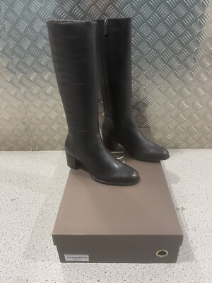 Brand New Duo Dalia Standard Black Leather Boots Size Uk-9 RRP