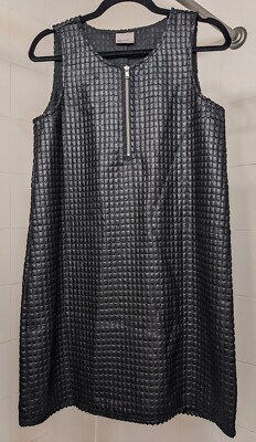 Vero Moda Black Leather-look Textured Fabric Quilted Lil Zip Neck Dress Small | eBay Vero Moda Black Leather-look Textured Fabric Quilted Lil Zip Neck Dress Small | eBay