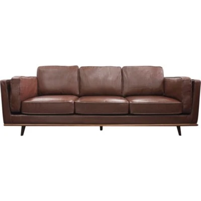 New York 3 Seat Pu Leather Sofa Couch Lounge In Brown Sofas
