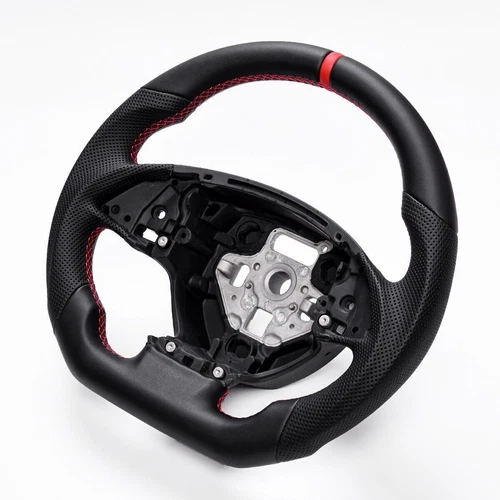 Vollleder flach Sport Lenkrad Fit Chevrolet Corvette C7 ZR1 2014-2019 Rote Nähte - Bild 7 von 17