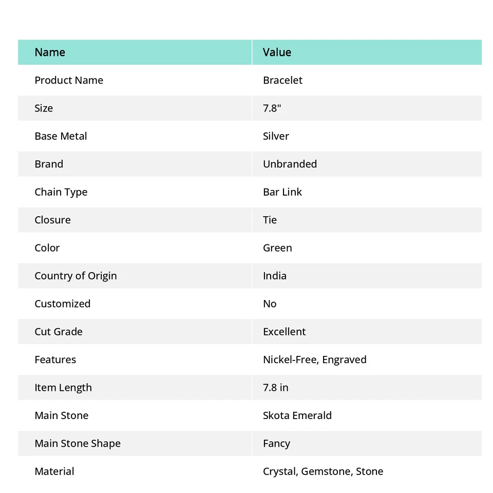 Skota Emerald Gemstone 925 Sterling Silver Bracelet 7"-8" t801 - Image 2 of 4