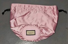 New GUCCI Beauty Satin Makeup Cosmetic Pink Drawstring Gift Bag Pouch Floral
