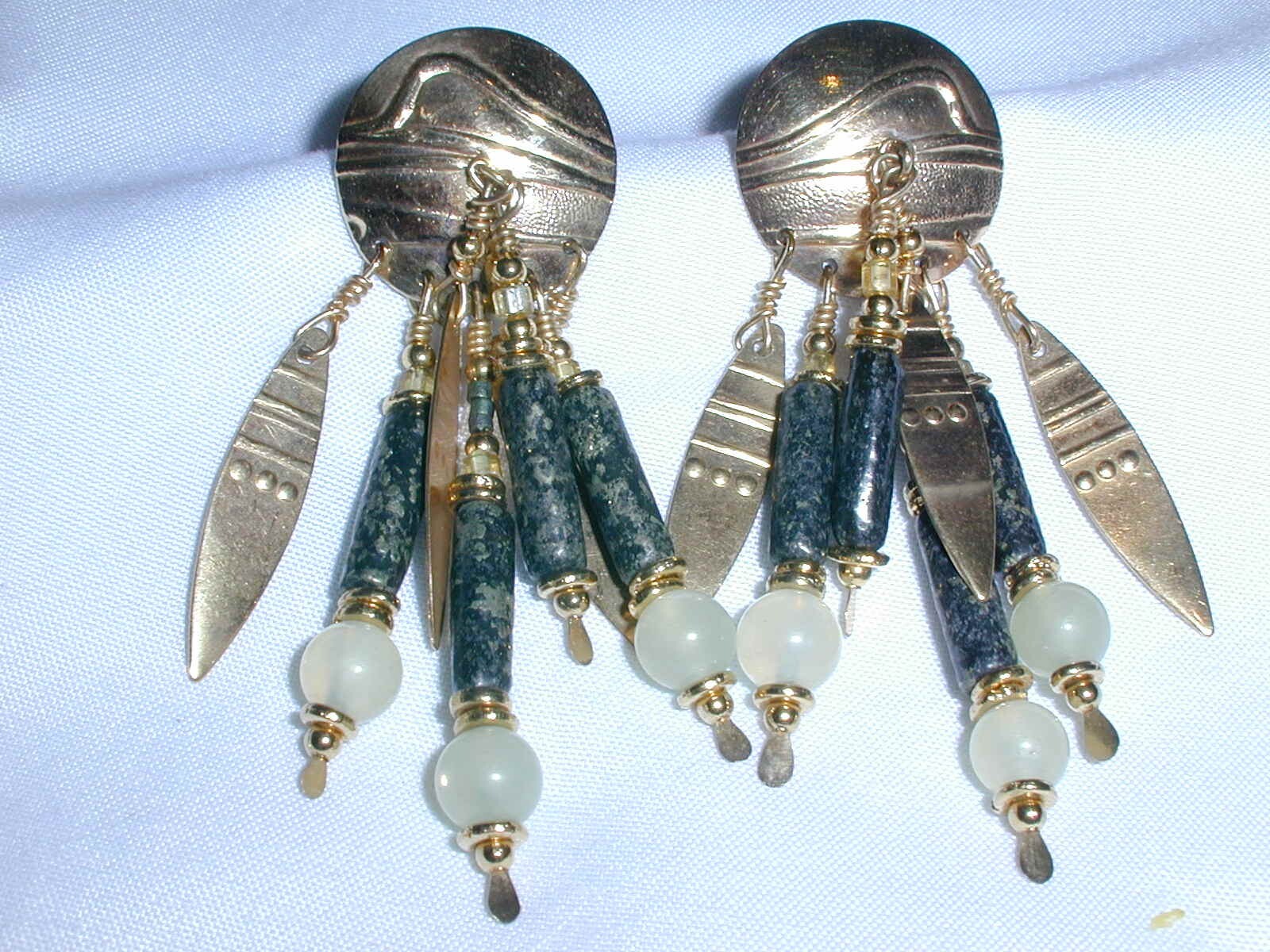 Stunning~ Tabra Long Multi Dangle Earrings Gold Toned W/ 14K Gold Posts!