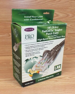 Belkin Pro Series 100 Feet Fast CAT5e (L143) Snagless Patch Ethernet Cable