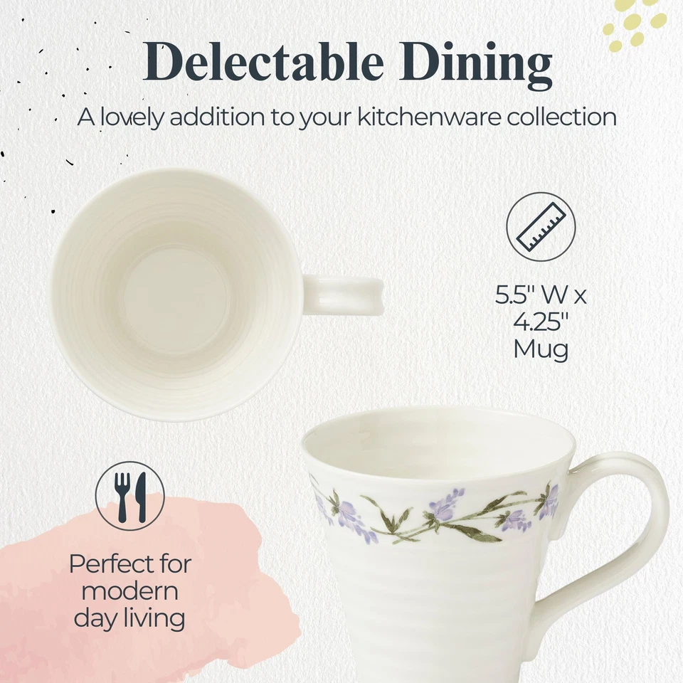 Tazas de café Portmeirion Sophie Conran Lavandula, juego de 2 flores de ramita de lavanda Foto 4 de 4