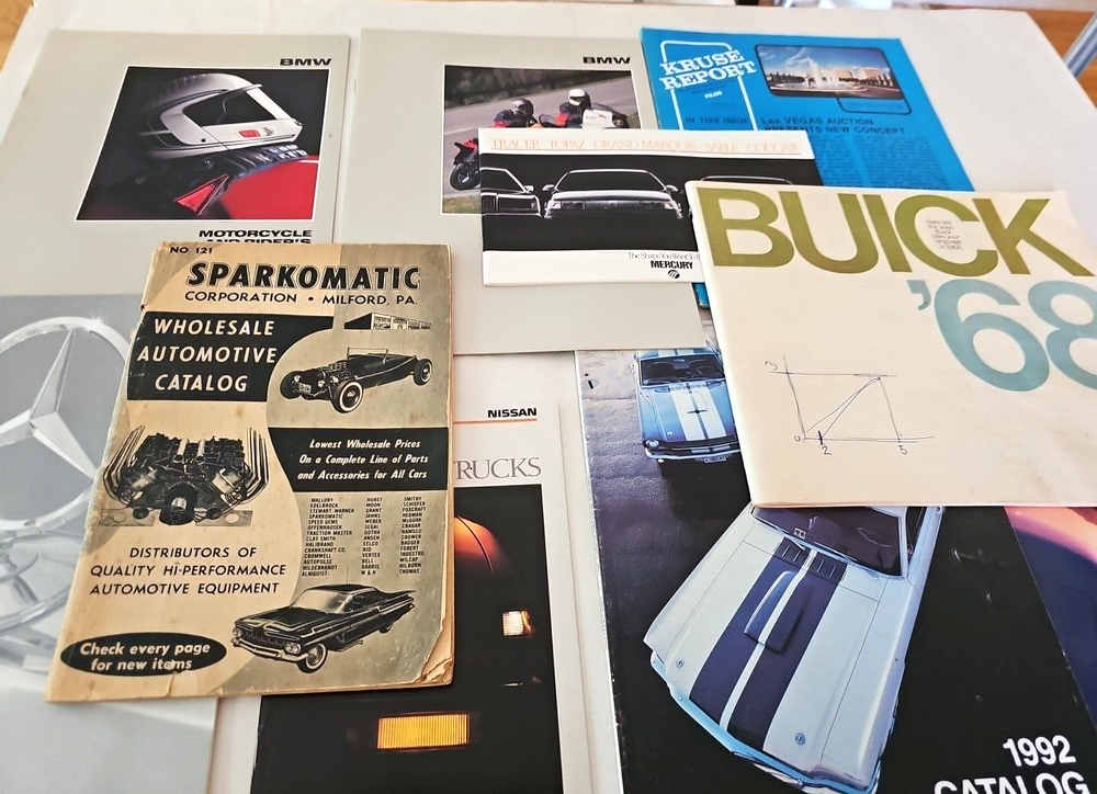 Vintage Auto Racing Cars Ephemera Manual Paper Lot 11 Pieces Mercedes Buick BMW