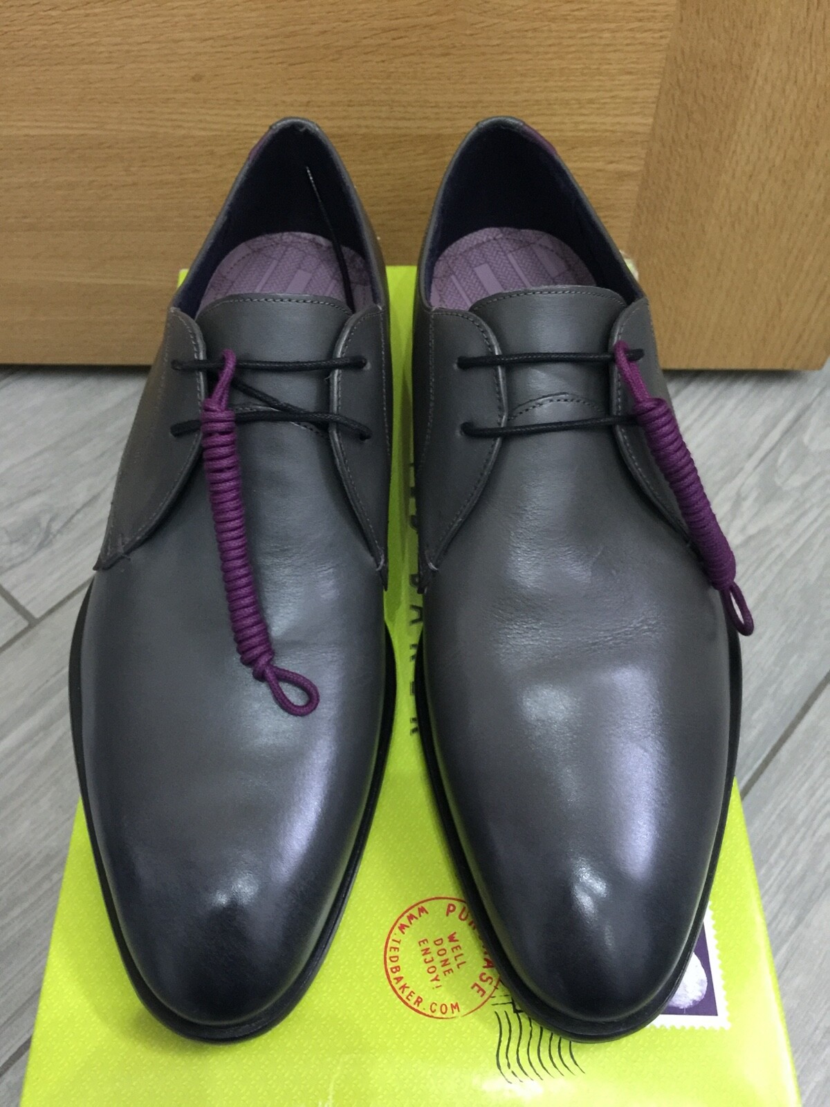 MENS NEW DARK GREY LEATHER TED BAKER 