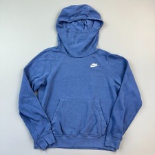 Nike Sportswear Hoodie Women's Small Blue Funnel Neck Swoosh Logo Pullover