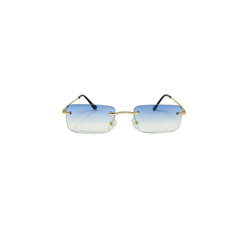 Polarized Gold Frame Slim Sunglasses with Blue Gradient Lens for Men & Women FP 1s-image