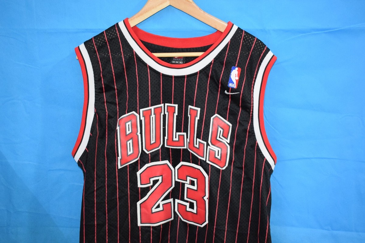 Nike Team Sports Michael Jordan Chicago Bulls Black Striped Jersey