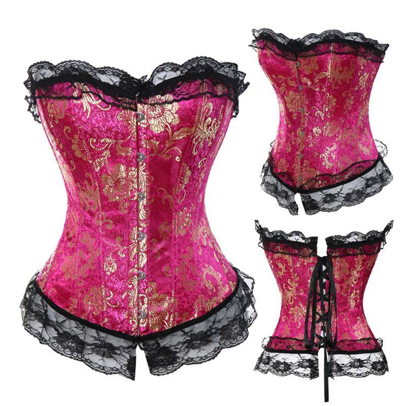 Corsetto Nero In Pizzo Push Up – Modellante, Vita Stretta, Stile Retrò, Perfetto Per Halloween, Cosplay E Serate A Tema