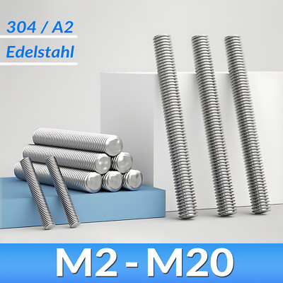 Gewindestange M2 M3 M4 - M20 Edelstahl DIN 975 976 A2 V2A Gewindestangen DIN975