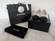 Chanel Black And Ivory Ballerinas Size 39 (UK SIZE 6)