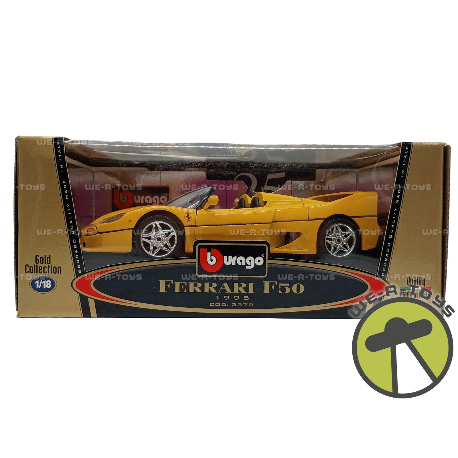 Burago 1995 Ferrari F50 Yellow Die Cast Replica Vehicle 1:24 Scale COD.3372 New