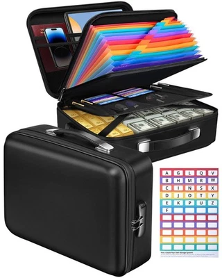 YERFKAN Feuerfeste Dokumentenbox – Hartschalen Dokumenten Organizer mit Zahlenschloss...