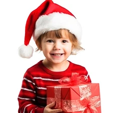 Santa Hat for Kids, Red Velvet Fluffy Christmas Hat with Plush Brim and Soft ...