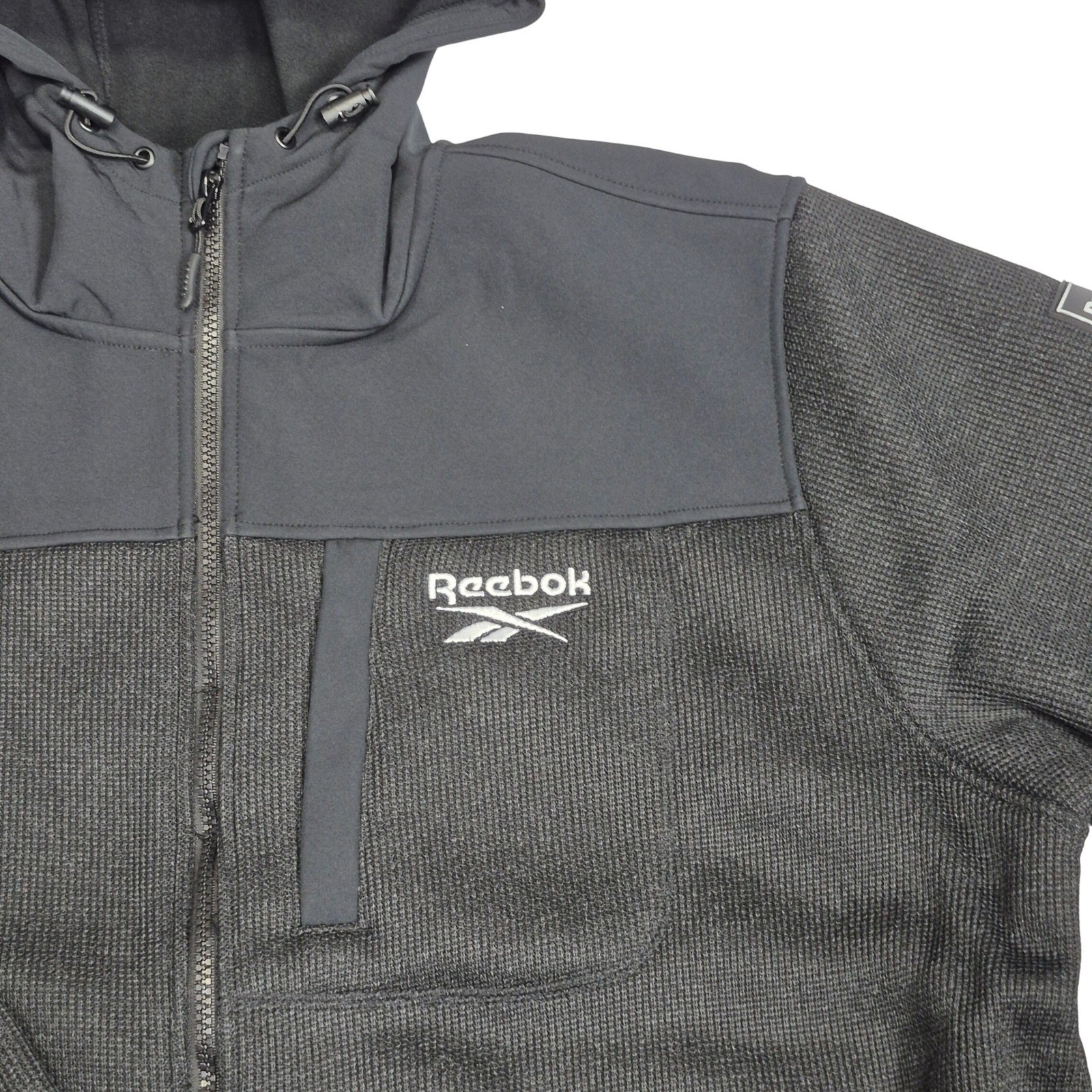 Reebox Textured Soft Woven Hooded Fleece Jacket Men's Size 2XL Black thumbnail 4