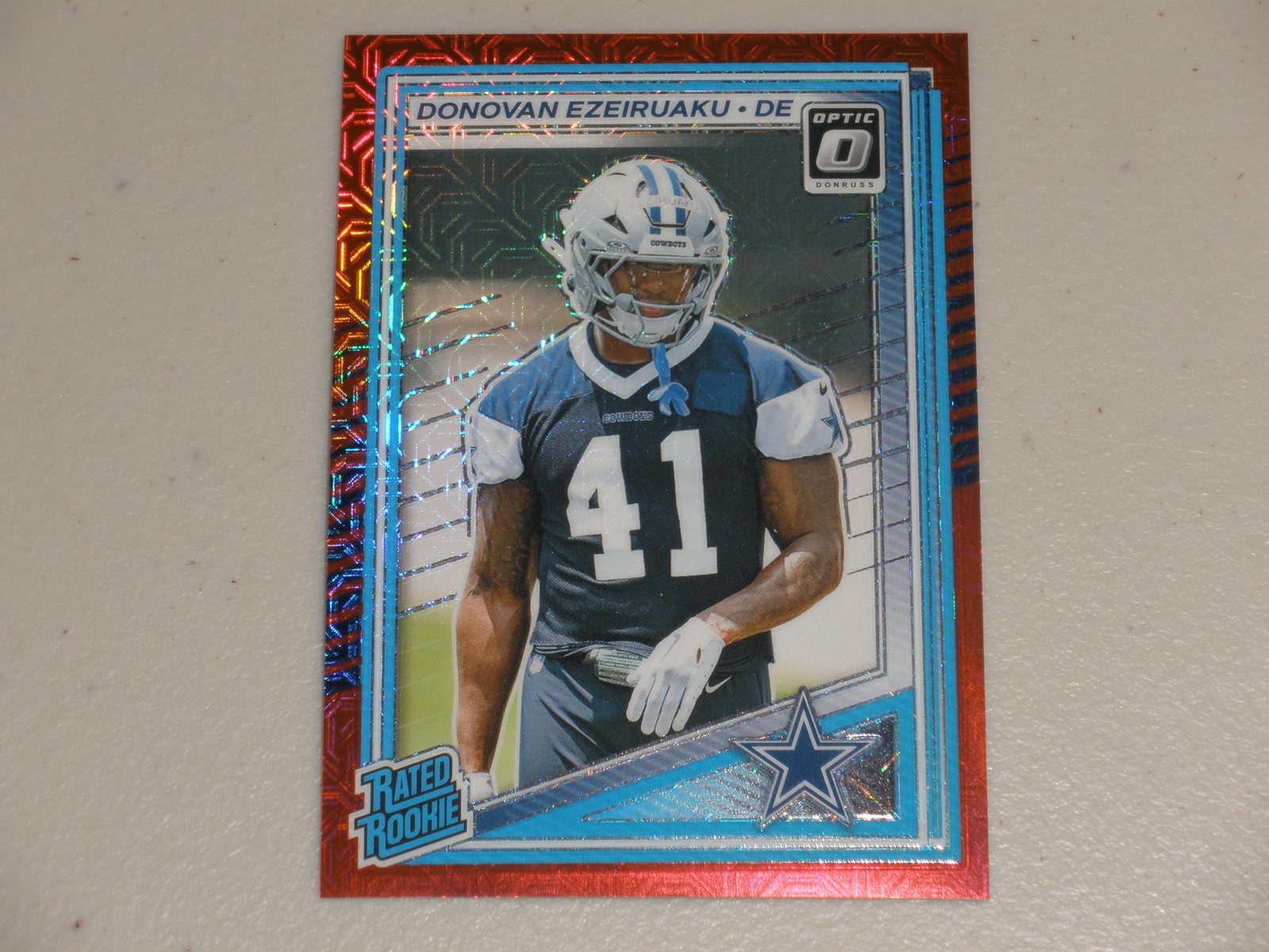 2025 Donruss Optic Rated Rookie Red Mojo Prizm #230 Donovan Ezeiruaku RC