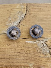 Western Headstall Fleming Solid Sterling Silver Floral Pierced Conchos * Pair * 