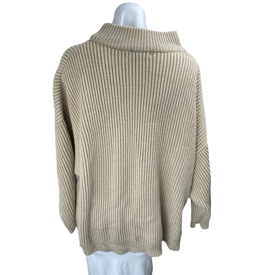 Topshop Brown Tan Rib Knit Funnel Neck Long Sleeve Sweatshirt Sweater Top Sz 12 - Image 2 of 3