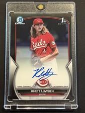 Rhett Lowder 2023 Bowman Draft Chrome Prospect Auto Black Refractor /75 Reds