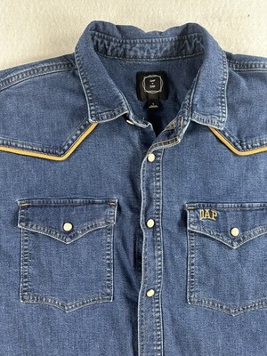 GAP x DAP Denim Western Shirt Large Denim Harlem Embroidered Dapper Dan SOLD OUT