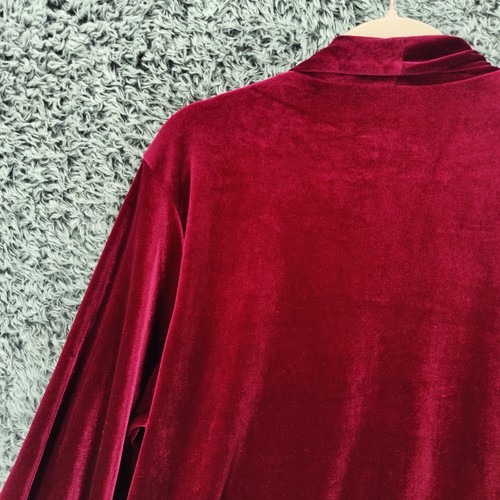 Suzanne Betro Womens Plus 2X Velvet Deep VNeck Long Sleeve Blouse Top Burgundy - Picture 14 of 16