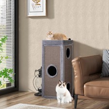 39" Cat Condo 4-Story Cat House with Scratching Posts  4 Soft Plush Cushions