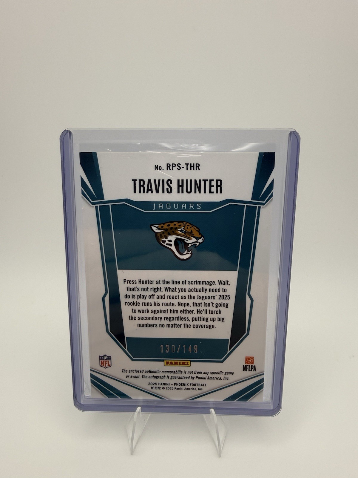 2025 Panini Phoenix Travis Hunter Jaguars RPS Rookie Patch Auto Silver /149 RC view 2