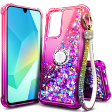 WDHD Samsung Galaxy A16-5G Phone Case Pink/Purple Bling Sparkle Liquid Glitter