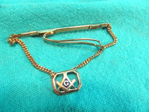GOLD TONE MASONIC TIE BAR CLIP