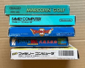 Lot 5 Famicom FC Japan Games CIB Nintendo Dragonball Dragon quest 2 Wario Mario