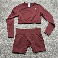 Gymshark Vital Seamless 2.0 Long Sleeve Crop Top and Shorts Set Womens L