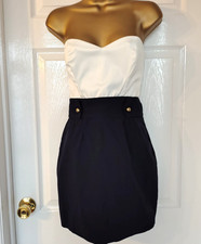 Rare London White Navy Bandeau Tulip Mini Dress UK 10 Sweetheart BNWT