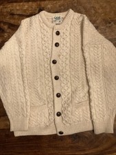 Vintage Carraig Donn Womens Sweater Medium Cableknit Chunky Aran Wool Ireland