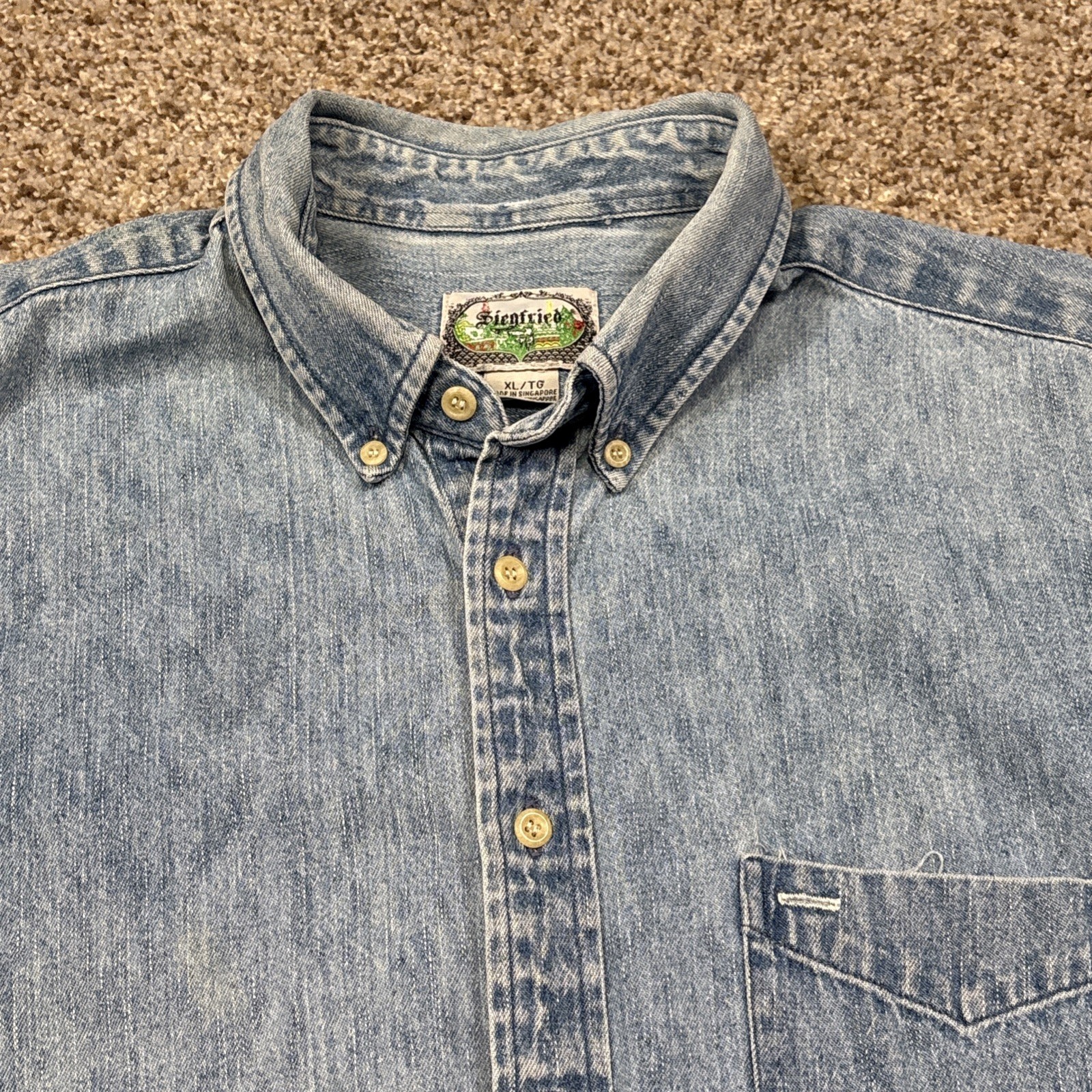 Siegfried Denim Jean Shirt Button Up Long Sleeve Size XLarge Mens - View 4