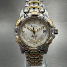 Bulova Marine Star Watch Women 28mm Silver Dial Two Tone Date 98M39 New Battery2