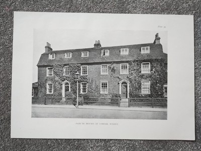 Paar Häuser in Cobham, Surrey - antiker Druck - 1919
