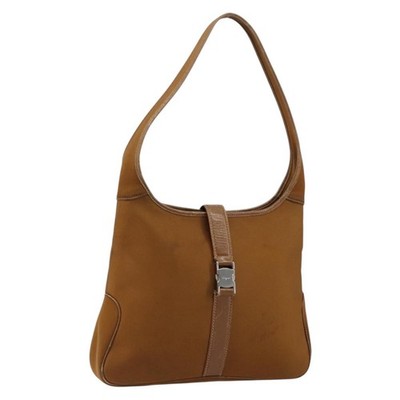 Salvatore Ferragamo Shoulder Bag Nylon Brown Silver Auth hk3129 | eBay