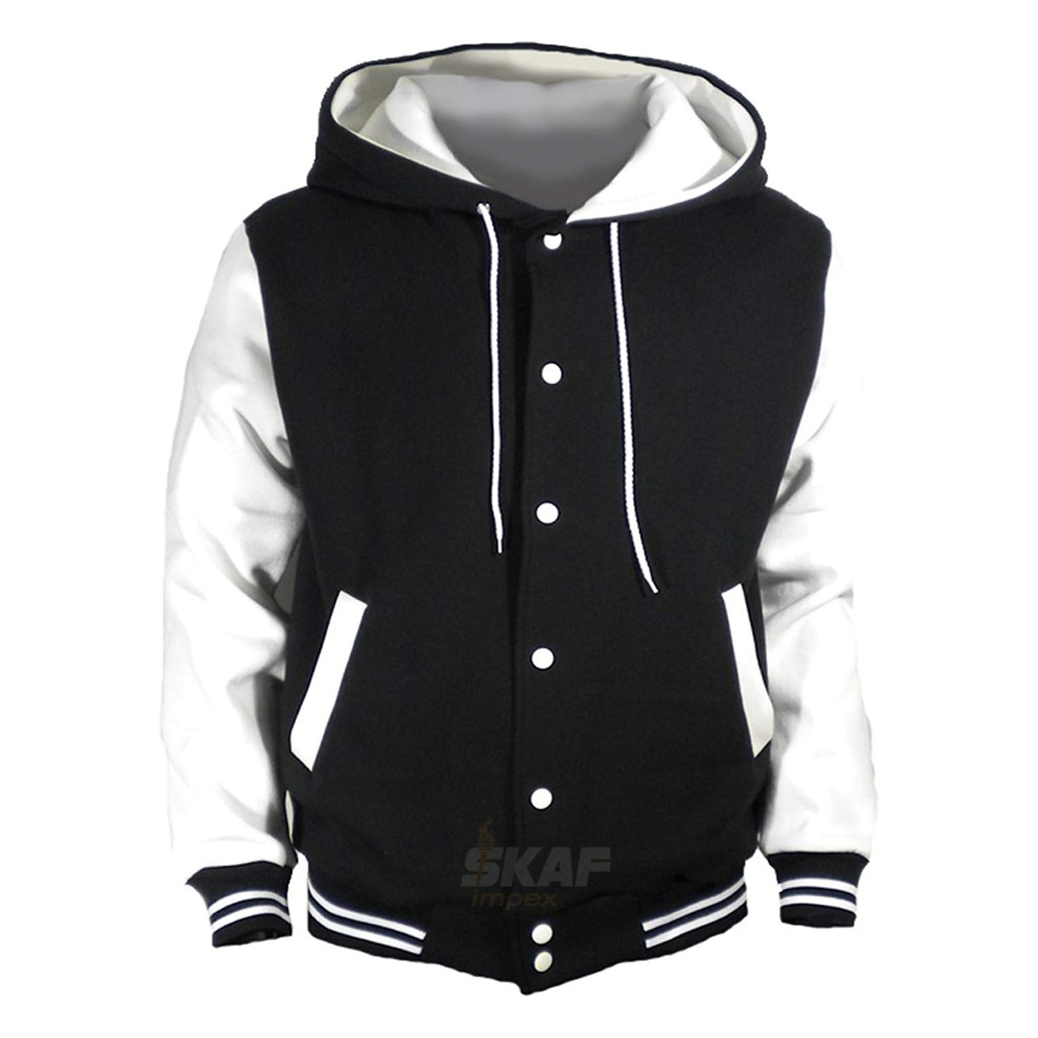 Hoodie Cotton Fleece Black And White, Letterman
