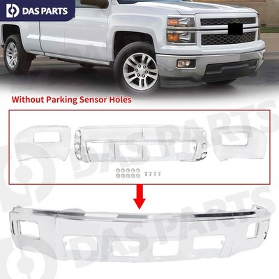 For 2014-2015 Chevy Silverado 1500 Front Bumper Face Bar Chrome W/ Fog Hole