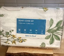 Twin Duvet Cover Pillow Case Set Organic Botanical Garden 100 Cotton Zipper 3pc