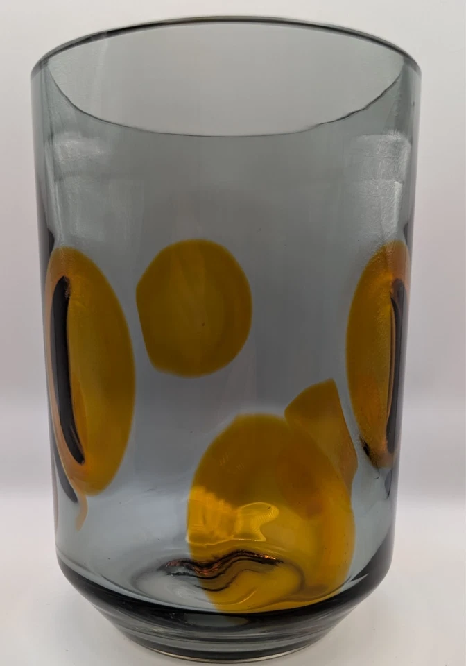 Scarce Whitefriars #9700 Baxter Tangerine Pewter Glass Applied Spots Vase - image 4 of 4