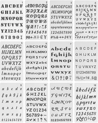 12 Stück Buchstaben Schablone Letter Templates Stencil für DIY-scrapbook, Malere - Bild 1 von 4
