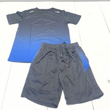 Sport Best Fashion Shirt Shorts Set Mens Small Black Blue Athletic Outfit