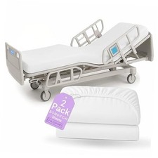2 Pack Fitted Hospital Bed Sheets with Elastic All Around for a 2 Per Pack